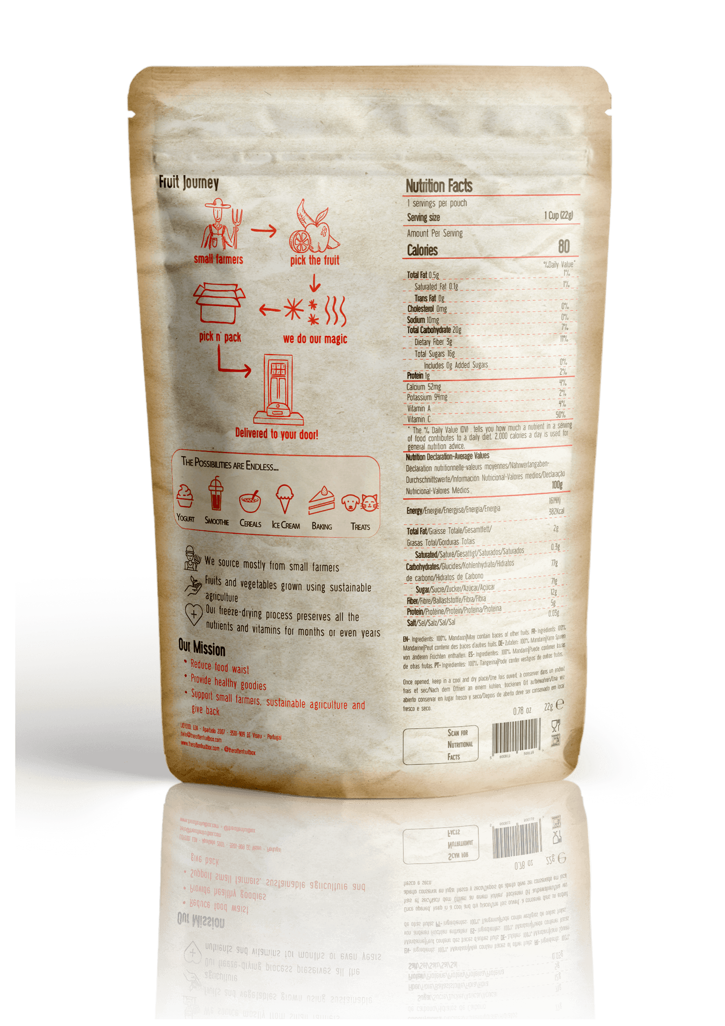 Frystorkad Mandarin | 100% Naturlig – Snackspåse 22g