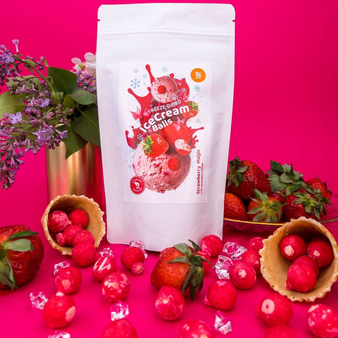 Frystorkade Glasskulor (Strawberry Magic) 45 gram
