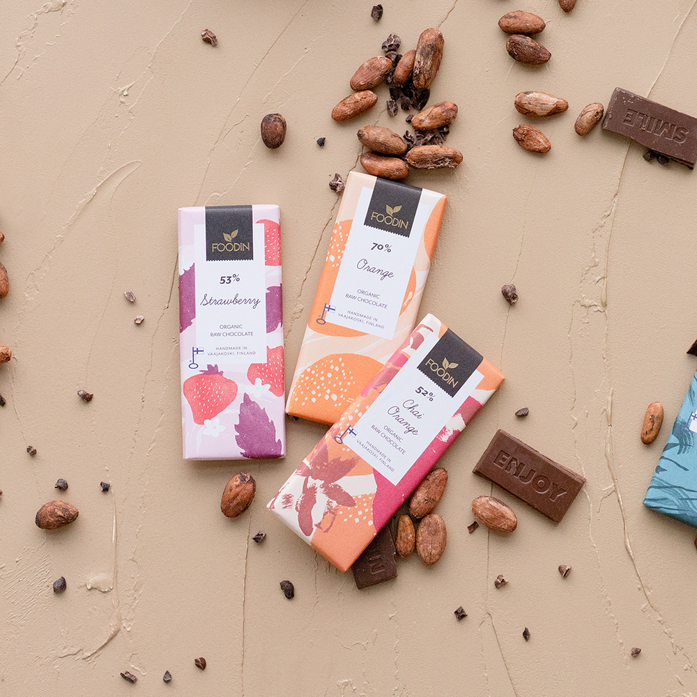 Rå choklad jordgubbe 53%, 40 g