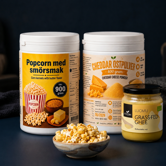 Filmkvällspaketet - popcorn med ghee & cheddar