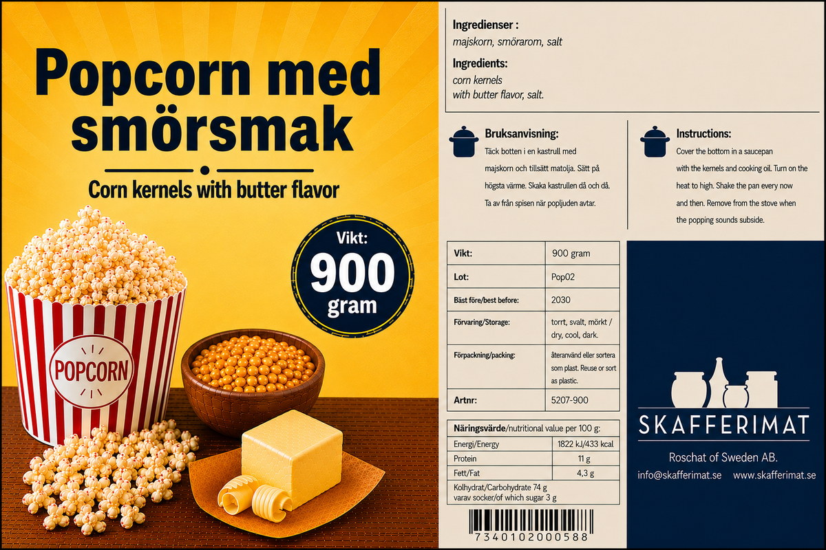 Popcorn Gourmet 900g (Smörsmak)