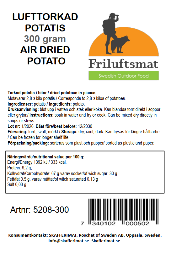 Lufttorkad Potatis 300 gram