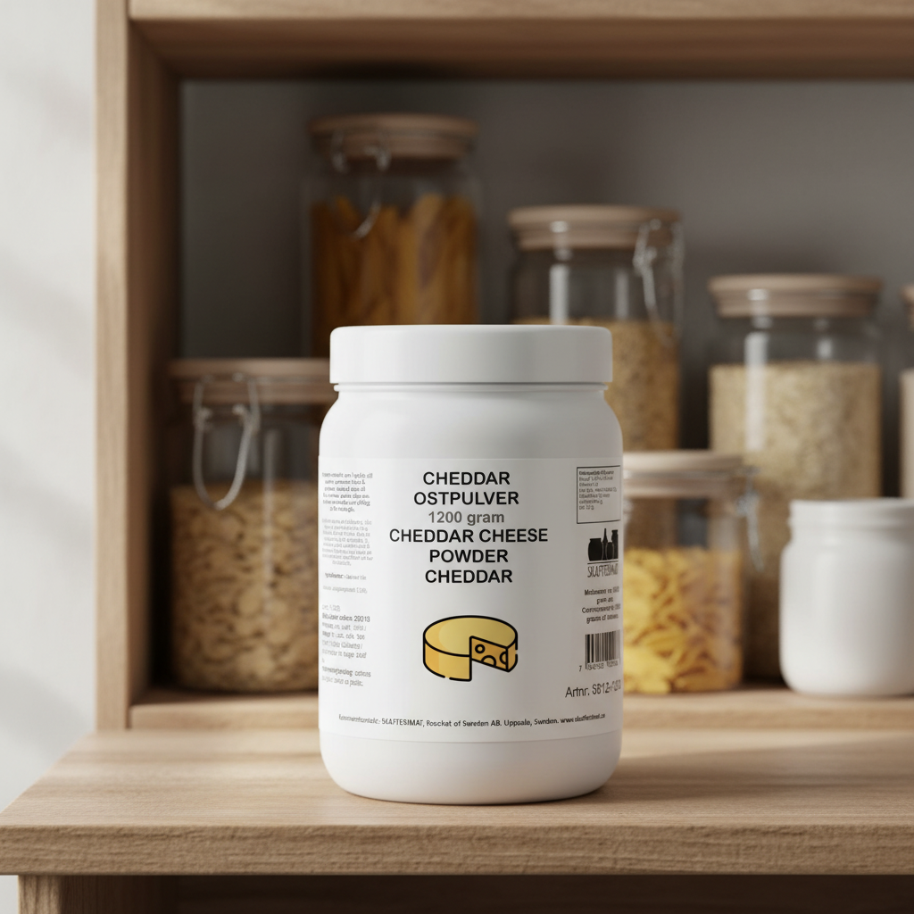 Cheddar Ostpulver 1200g – produktbild med ny etikett