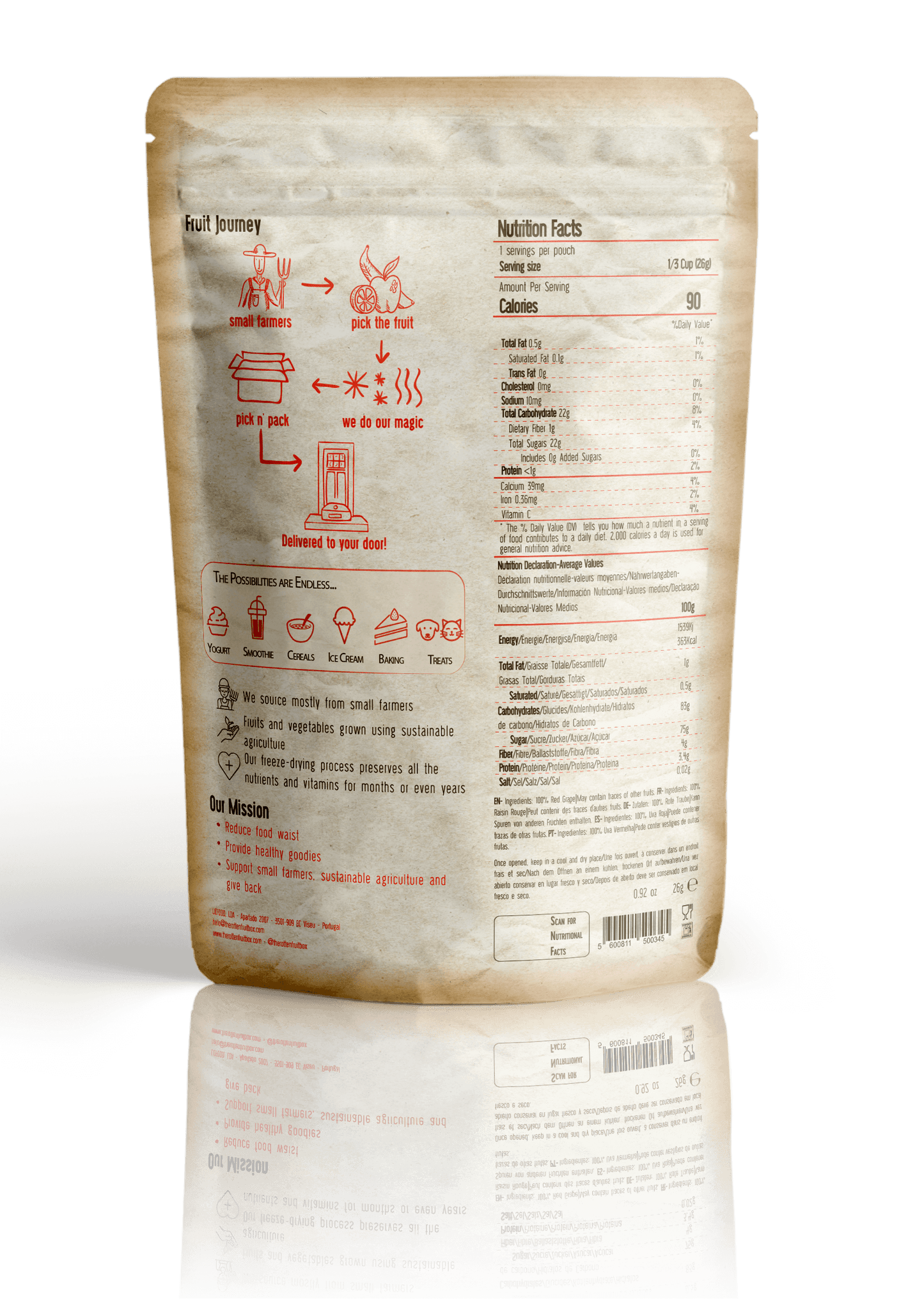 Frystorkade Röda Vindruvor 26g - 100% Naturliga