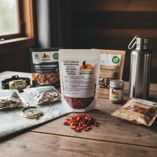 Vandringsutrustning med lufttorkad paprika