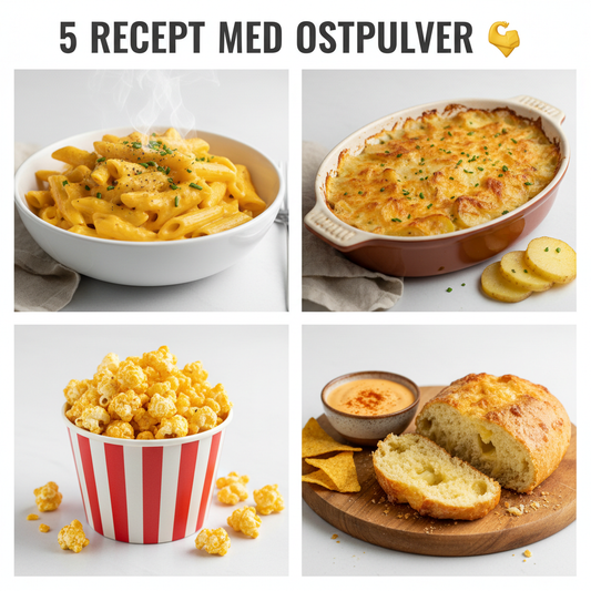 5 recept med ostpulver - pasta, gratäng, popcorn, ostsås och bröd