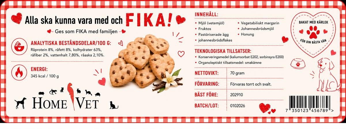 Fika med hjärtformade hundchokladkakor 70 g