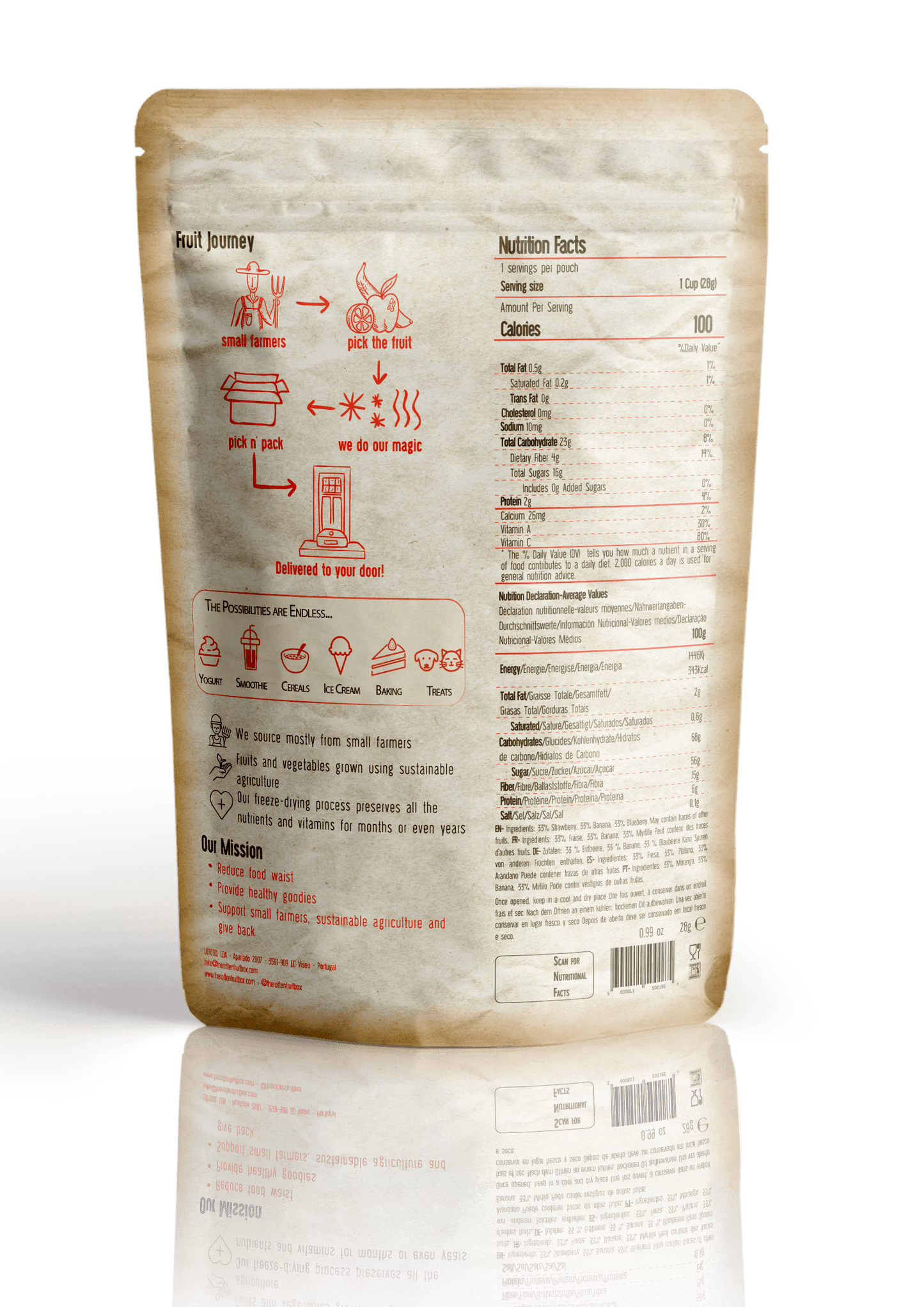 Frystorkad Fruktmix "Röd, Vit & Blå" (28g)