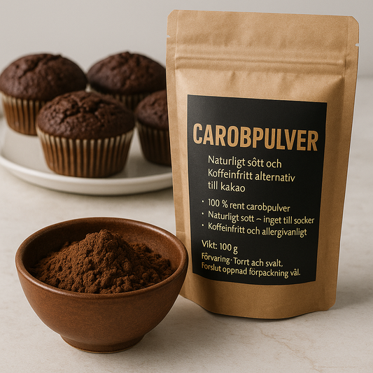 Carobpulver - naturligt sött och koffeinfritt alternativ till kakao