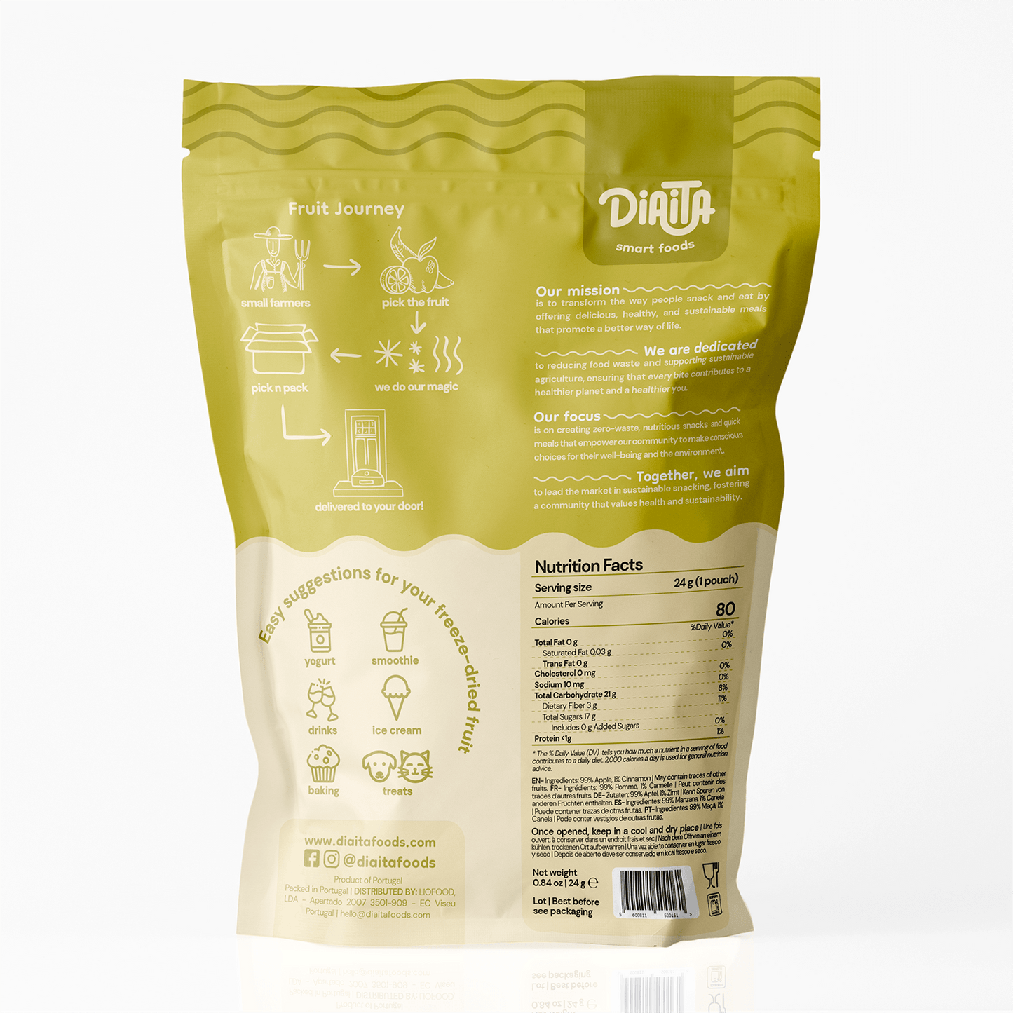 Frystorkade Äppelbitar med Kanel | 100% Naturligt 24g