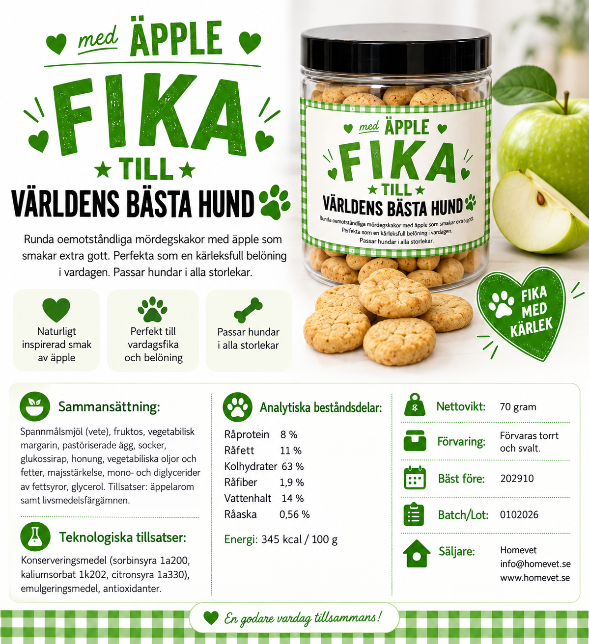 Fika med mördegspuffar äppelsmak 70 g
