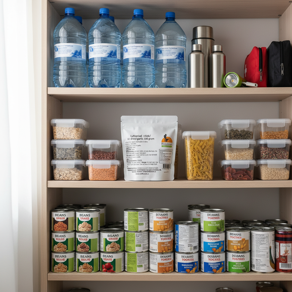 Beredskapslager med lufttorkad vitlök