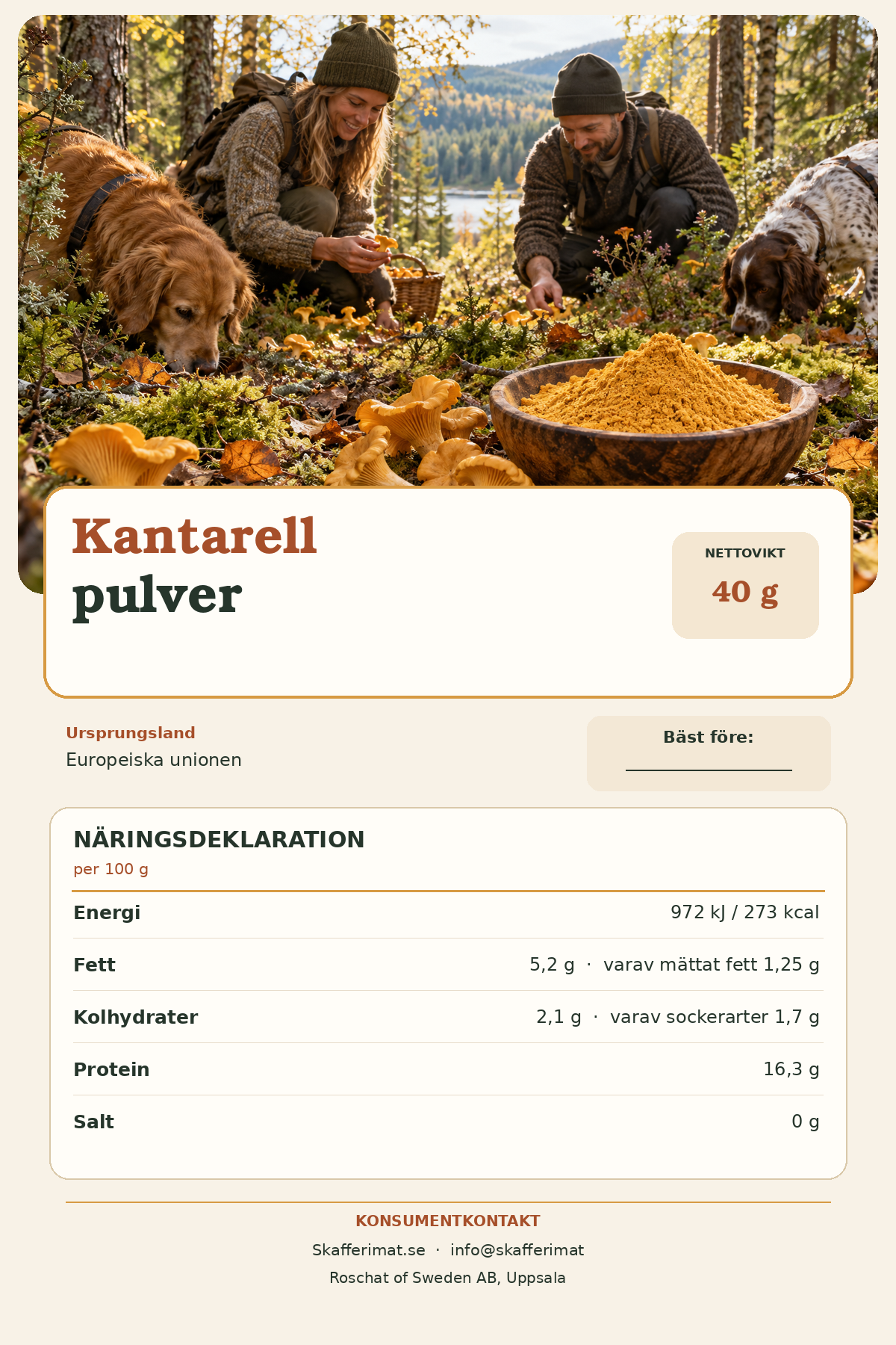 Kantarellpulver – 40 g