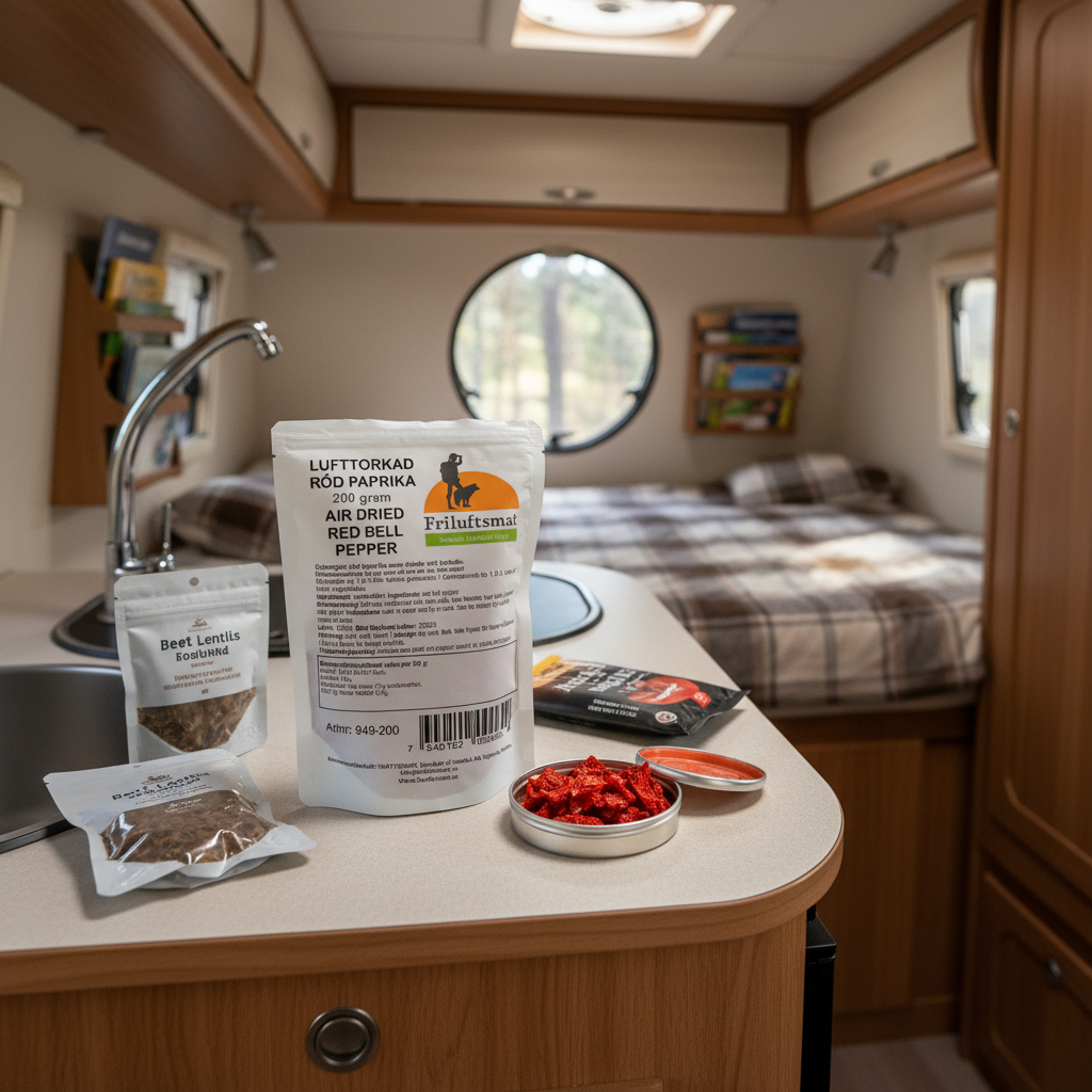 Husbilskök med lufttorkad paprika